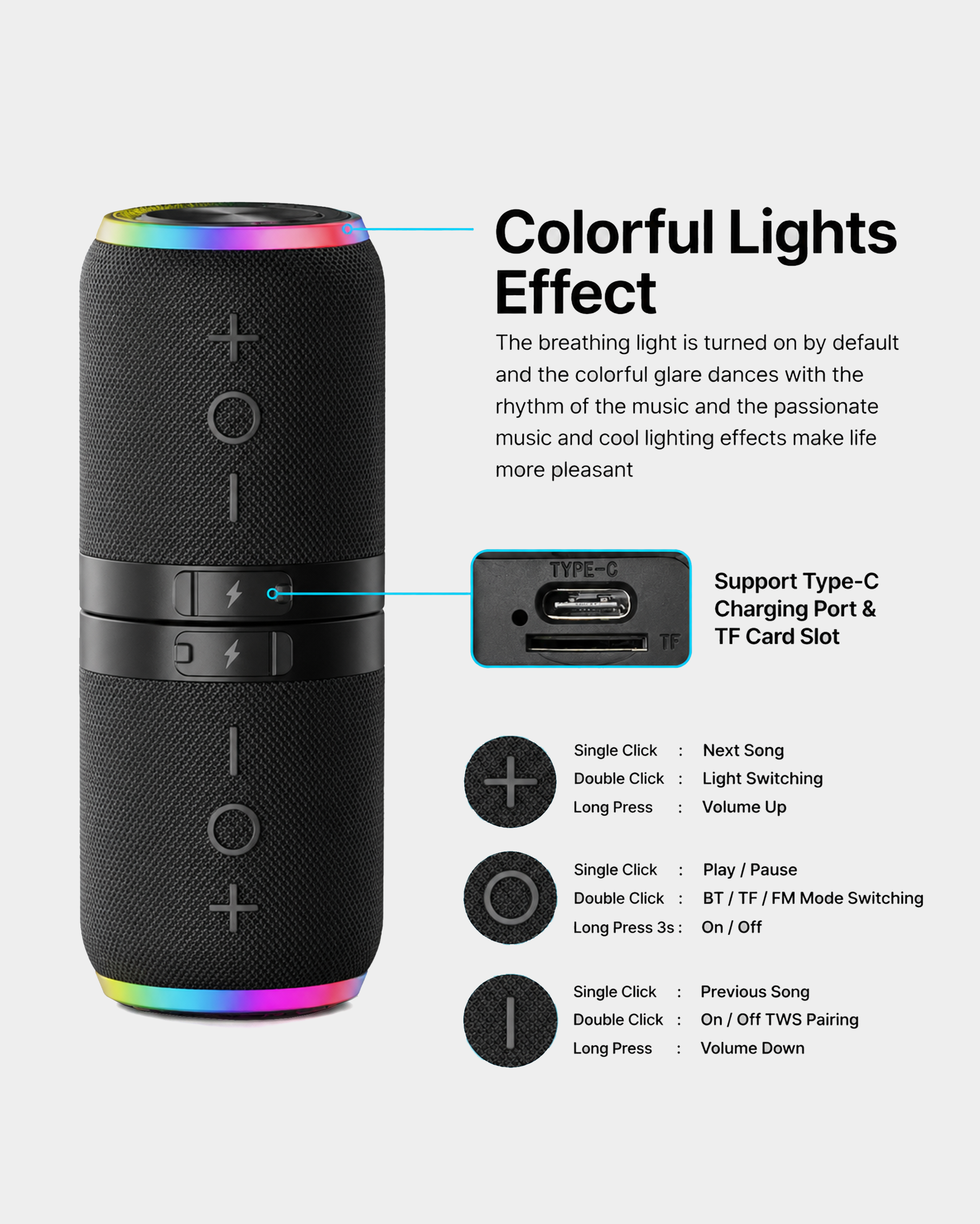 Magnetic Detachable Portable Bluetooth Speaker